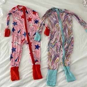 2 pairs of Little Sleepies zip ups size 12-18 months